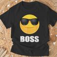 Girl & Boy Boss サングラス 顔文字シャツ クールな顔 Tシャツ 高齢者への贈り物