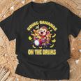 Going Bananas On The Drums 面白いドラム演奏 猿 Tシャツ 高齢者への贈り物