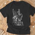 Guitarra Eléctrica Blanco Y Negro Diseño Arte Rock Blues Metal Camiseta unisex Regalos para ancianos