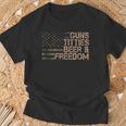 Guns Titties Beer & Freedom Drapeau Américain Humoristique Pour Homme T-Shirt Cadeaux pour les vieillards