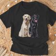 Happy Two Labradors ゴールデンブラック ラボレトリバー Mom Dad Tシャツ 高齢者への贈り物