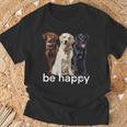 Be Happy ラブラドールレトリバー ゴールデンブラックブラウン チョコレートラボ Tシャツ 高齢者への贈り物