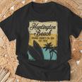 Huntington Beachurf City California アンティーク調サーフィン Tシャツ 高齢者への贈り物