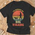 I'd Rather Be Dog Walking レトロ ラブドッグウォーカー Tシャツ 高齢者への贈り物