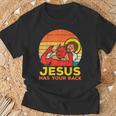 Jesus Has Your Back 柔術 レトロ クリスチャン Tシャツ 高齢者への贈り物
