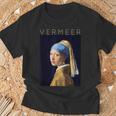 Johannesermeer アーティスト向け 真珠のイヤリングを持つ少女 Tシャツ 高齢者への贈り物