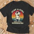 Just A Girl Who Loves Dinosaurs おもしろレトロ恐竜 T-Rex Tシャツ 高齢者への贈り物