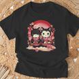 Kawaii Japonés Parejasamurai Ninja Gatos Guerrero Arte Camiseta unisex Regalos para ancianos