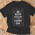 Keep Calm And Carry On 落ち着いてキャリーオン 英国の輪郭の旗 Tシャツ 高齢者への贈り物