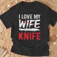 メンズ Knife Collector I Love My Wife ナイフ Tシャツ 高齢者への贈り物