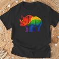 Lgbt 力強い虹色のサイ Rainbow Rhinoceros Graphic Tシャツ 高齢者への贈り物