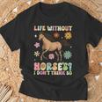Life Without Horses グルーヴィーな乗馬 乗馬 Tシャツ 高齢者への贈り物