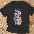 Lila かわいいユニコーンデザイン 女の子用 名前 Lila Tシャツ 高齢者への贈り物