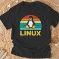 Linux レトロ ヴィンテージ ペンギン オタク ペンギン オペレーティング システム オタク Tシャツ 高齢者への贈り物