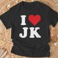 I Love Jk Initials I Heart JK First Last Name J K Tシャツ 高齢者への贈り物