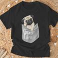 Love Pugs かっこいいポケットパグ ペット 犬 グラフィックデザイン Tシャツ 高齢者への贈り物