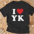 I Love Yk Initials I Heart YK First Last Name Y K Tシャツ 高齢者への贈り物