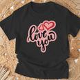 Love You Heart バレンタインデー 好きな人 パートナー 愛 Tシャツ 高齢者への贈り物