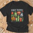 Mantente Feliz Conerduras Y Frutas Divertidas Camiseta unisex Regalos para ancianos