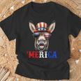 Merica Mule Donkey Patriotic 4Th Of July 面白い キッズ メンズ レディース Tシャツ 高齢者への贈り物