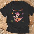 Mignon Dia De Los Muertos Guitare Mexicainequelette Enucre Pour Enfants T-Shirt Cadeaux pour les vieillards