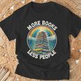More Books Less People Book Lover Bookworm リーディングブック Tシャツ 高齢者への贈り物