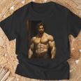 Muscle Man Bodybuilder Gay Daddy Classic Oil Paintingtyle Tシャツ 高齢者への贈り物