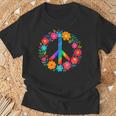 Peace Love Flower Power レトロ ヒッピー コスチューム タイダイ 60年代 70年代 Tシャツ 高齢者への贈り物