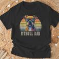 Pitbull Dad Dog Lover カラフル アーティスティック ピットブルのオーナー。 Tシャツ 高齢者への贈り物