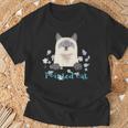 Pointed Cat 猫 ネコ シャム猫 ヒマラヤン トンキニーズ 花 レトロ ガーリー メンズ レディース キッズ Tシャツ 高齢者への贈り物