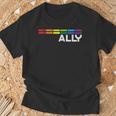 Proud Ally Bars Equality Lgbtq Rainbow Flag Gay Pride Ally Tシャツ 高齢者への贈り物