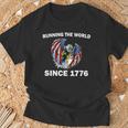 Running The Worldince 1776 アメリカンイーグル アメリカ国旗 Tシャツ 高齢者への贈り物