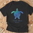 Save The Hawaii ウミガメ ハワイアン ブルー トライバル タートル ホヌ Tシャツ 高齢者への贈り物