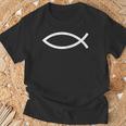 Símbolo De Pez Cristiano Pequeño Fe Amor Esperanza Camiseta unisex Regalos para ancianos