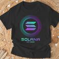 Solanaolコイン暗号ロゴブロックチェーン ソラナ Tシャツ 高齢者への贈り物