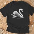 Swan Dad Mom Lover モノクロ 白鳥 Tシャツ 高齢者への贈り物