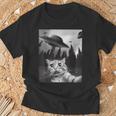 Ufo と面白い猫のセルフィー Tシャツ 高齢者への贈り物