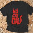 「No Cat No Life」シルエットキャット Tシャツ 高齢者への贈り物