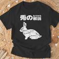 うさぎの撫で方の説明、うさぎ好き、うさぎの飼い主、プレゼント、おもしろうさぎ、うさぎ、 Tシャツ 高齢者への贈り物