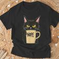 おかしな猫 コーヒーマグと黒猫 Nope Tシャツ 高齢者への贈り物