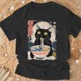 かわいい 猫 食べる ラーメン 麺 面白い アニメ Tシャツ 高齢者への贈り物