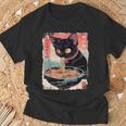 かわいい 黒猫 ラブ ラーメン カワイイ ねこ アニメ 日本語 Tシャツ 高齢者への贈り物