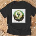 かわいいグリーンエイリアンヘッドufoスペースフェイス Tシャツ 高齢者への贈り物