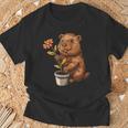 かわいいコスチューム愛好家のための鉢植えのハッピービーバー Tシャツ 高齢者への贈り物