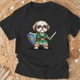 かわいいシーズー犬 レトロビデオゲームキャラクター Tシャツ 高齢者への贈り物