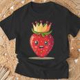 かわいいストロベリーロイヤルティで面白いタッチ。 Tシャツ 高齢者への贈り物