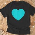 かわいいブルーターコイズハート Tシャツ 高齢者への贈り物