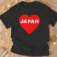 かわいい日本の国旗 ハートjapan 日本応援 ワンポイント Tシャツ 高齢者への贈り物