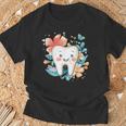 かわいい歯と花iキッズ歯 Tシャツ 高齢者への贈り物