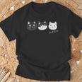 ねこさん 3 スリー Neko・Neko・Neko 黒猫・ハチワレ・白猫【どうぶつフレンズ】不機嫌猫 顔イラスト Tシャツ 高齢者への贈り物